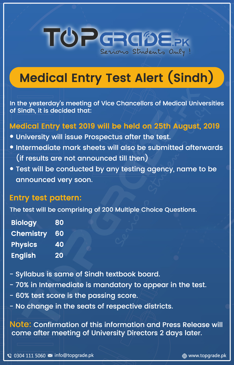 Medical Entry Test Alert (Sindh)